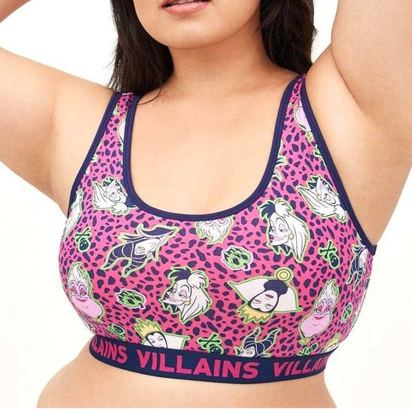 Torrid Plus Size 2‎ Disney Villains Pink Leopard Ursula Wireless Bralette Bra - Picture 2 of 3